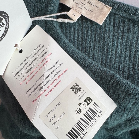 NWT Sezane Gaspard Cardigan in Sage Never Worn M - Picture 5 of 6